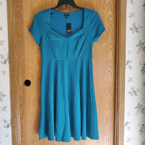 Torrid aqua ponte skater mini dress short sleeve size 10 - Picture 2 of 14
